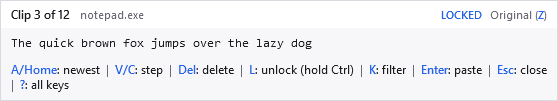 The overlay with a LOCKED chip, and a footer offering Enter to paste and Esc to close